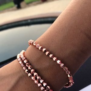 New, shiny copper toned, hand made bracelet set